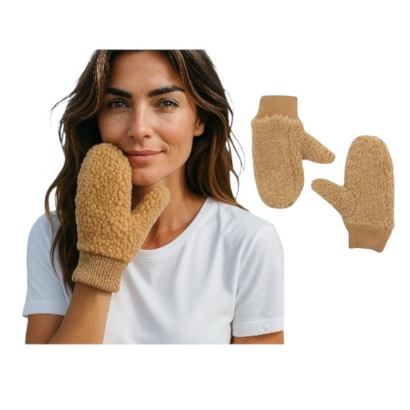 Time and Tru Accessories - Time And Tru Faux Sherpa Teddy Mittens